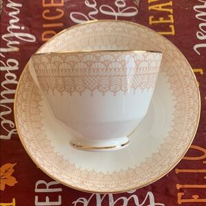 Crown Stratford Shire England Elegant Gold and White Teacup Set